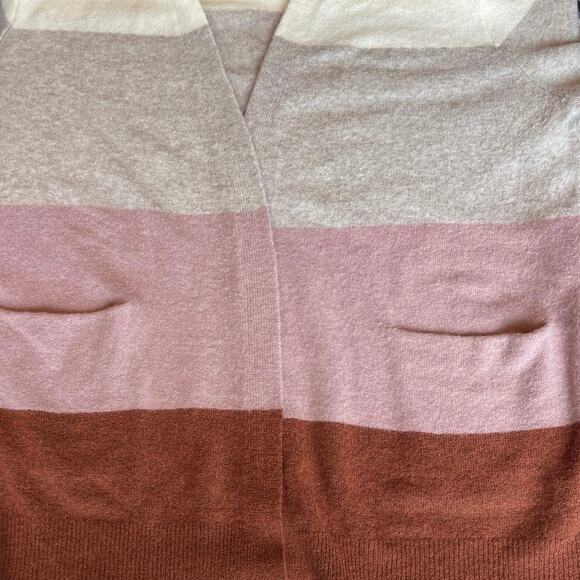 Madewell Wool Alpaca Color Block Duster Cardigan Mauve Ivory Brown Cozy size XL - Picture 7 of 10